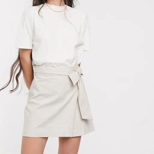 ASOS DESIGN linen wrap mini skirt